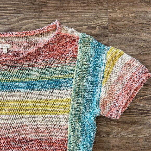 Anthropologie Pilcro Multi-Color Beach Sweater Women's Size Large Rainbow EUC - Picture 4 of 10